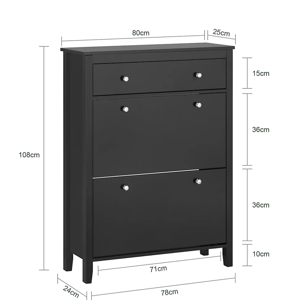 Armoire à Chaussures Commode à Chaussure 2 abattants Un Grand Tiroir, FSR89-SCH, SoBuy