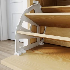 Armoire à Chaussures d'Entrée Blanc SIRHONA 97x30x80cm Meuble de Rangement sur Pied en métal avec 2 Porte à Abattant
