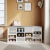 Armoire à Chaussures d'Entrée Blanc SIRHONA103.5x30x48 Semi-Ouvert Rangement de Meubles Etagères Mobiles