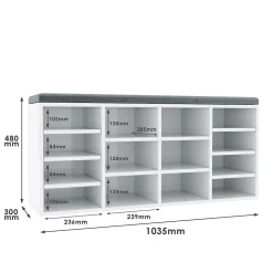 Armoire à Chaussures d'Entrée Blanc SIRHONA103.5x30x48 Semi-Ouvert Rangement de Meubles Etagères Mobiles