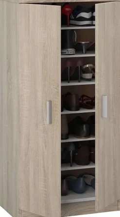 Armoire à chaussures en bois coloris chêne canadien - Dim : H108 x P36 x L55 cm