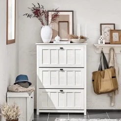 Armoire à Chaussures Meuble d'entrée 3 Abattants pour Entrée Couloir, FSR162-W, SoBuy