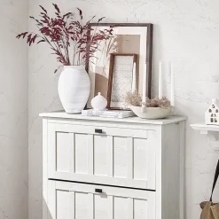 Armoire à Chaussures Meuble d'entrée 3 Abattants pour Entrée Couloir, FSR162-W, SoBuy