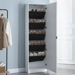 Armoire à chaussures Meura 160 x 48 x 20 cm blanc en.casa