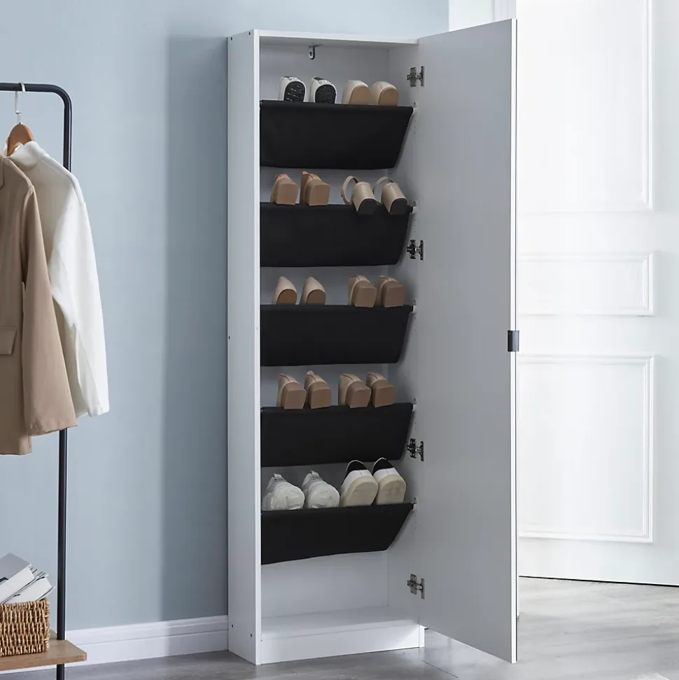 Armoire à chaussures Meura 160 x 48 x 20 cm blanc en.casa