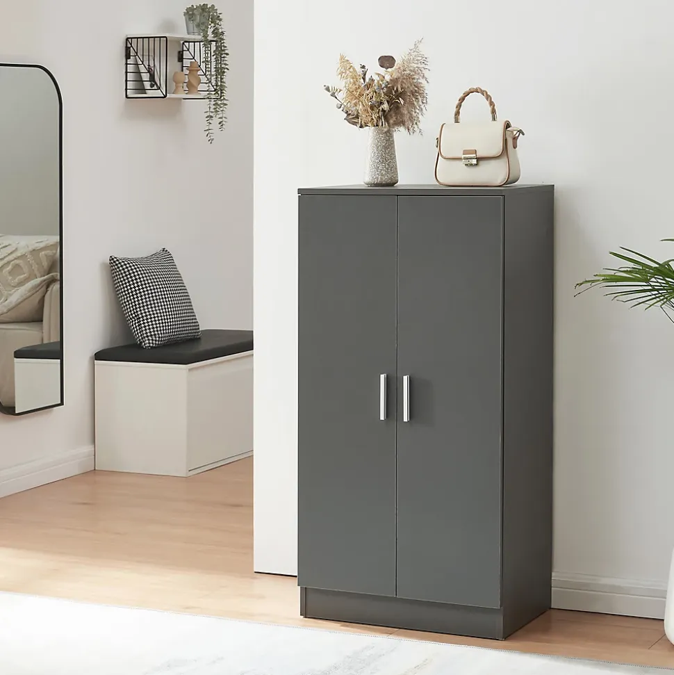 Armoire à chaussures Notribontaa avec 2 portes 108 x 55 x 35 cm anthracite en.casa