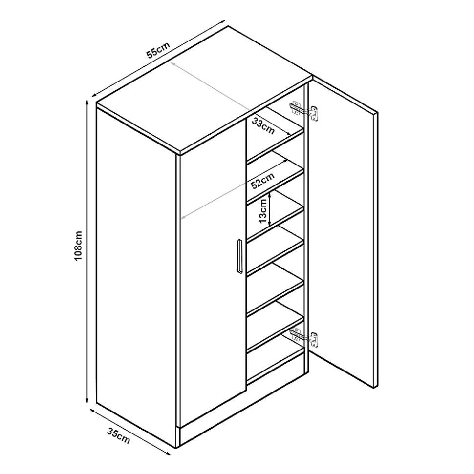Armoire à chaussures Notribontaa avec 2 portes 108 x 55 x 35 cm anthracite en.casa