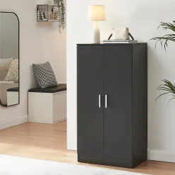 Armoire à chaussures Notribontaa avec 2 portes 108 x 55 x 35 cm noir en.casa