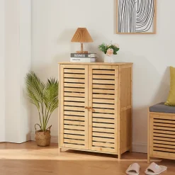Armoire à chausures Klamp bambou 88 x 66 x 33 cm naturel en.casa