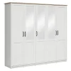 Armoire à cinq portes avec miroir, coloris Blanc pin andersen/Chêne clair - Longueur 240,5 x Profondeur 57,5 x Hauteur 220 cm