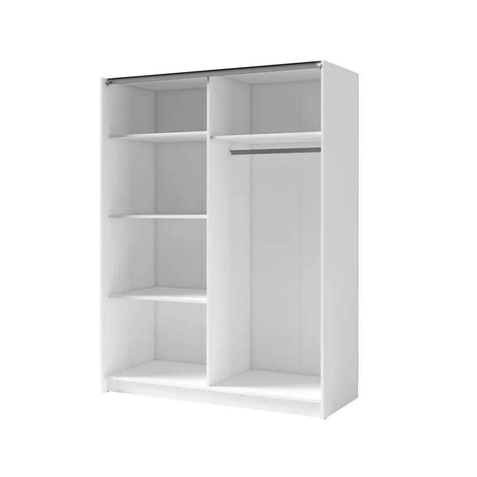 Armoire 150 cm avec 2 portes coulissantes, coloris blanc et chene Collection STRANO