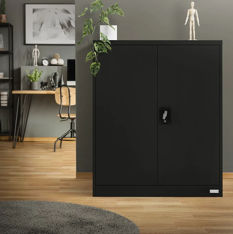 Armoire à Dossiers Verrouillable 90x40x109 cm, Noir, en Acier