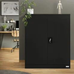 Armoire à Dossiers Verrouillable 90x40x109 cm, Noir, en Acier