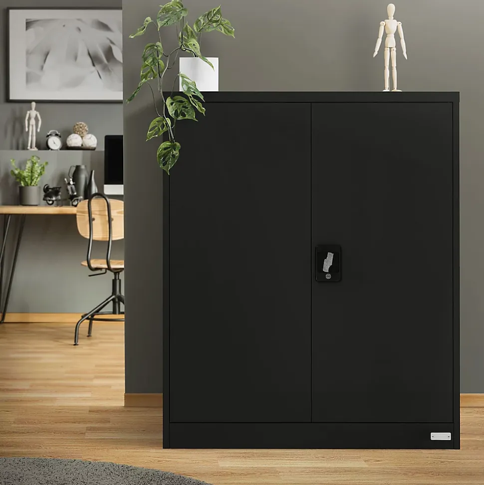 Armoire à Dossiers Verrouillable 90x40x109 cm, Noir, en Acier