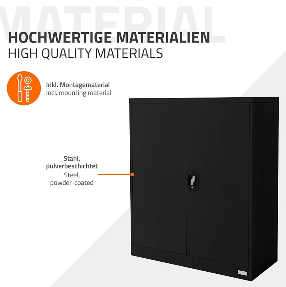 Armoire à Dossiers Verrouillable 90x40x109 cm, Noir, en Acier