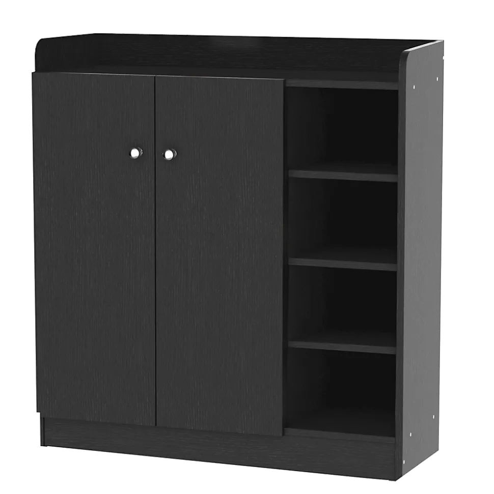 Armoire / etagere / meuble a chaussures très pratique en panneaux de particules noir