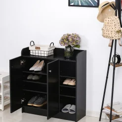Armoire / etagere / meuble a chaussures très pratique en panneaux de particules noir