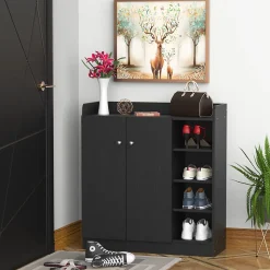 Armoire / etagere / meuble a chaussures très pratique en panneaux de particules noir