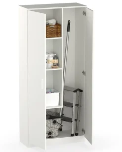 Armoire / meuble de rangement coloris blanc - Hauteur 180 x Longueur 80 x Profondeur 35 cm