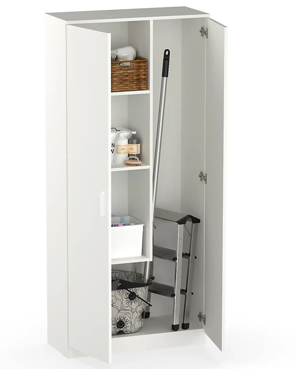 Armoire / meuble de rangement coloris blanc - Hauteur 180 x Longueur 80 x Profondeur 35 cm