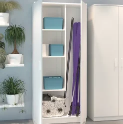 Armoire / meuble de rangement coloris blanc - Hauteur 180 x Longueur 80 x Profondeur 35 cm