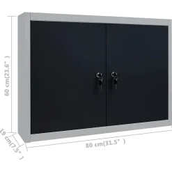 Armoire à outils murale Style Industriel Métal Gris et noir vidaXL