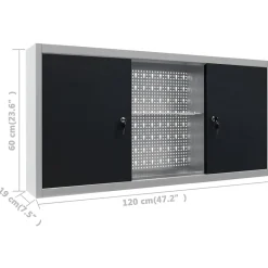 Armoire à outils murale Style Industriel Métal Gris et noir vidaXL