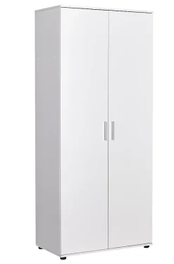 Armoire / placard de rangement de 2 portes coloris blanc - longueur 80 x profondeur 47 x hauteur 187 cm