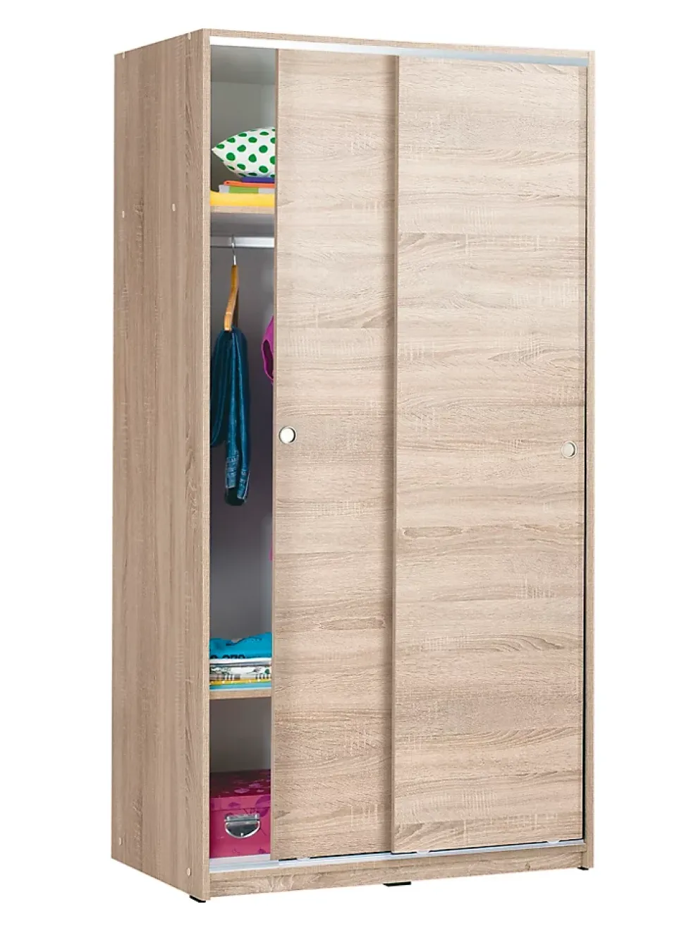 Armoire / placard de rangement de 2 portes coulissantes coloris Chêne Cambrian - longueur 94 x profondeur 52 x hauteur 182 cm