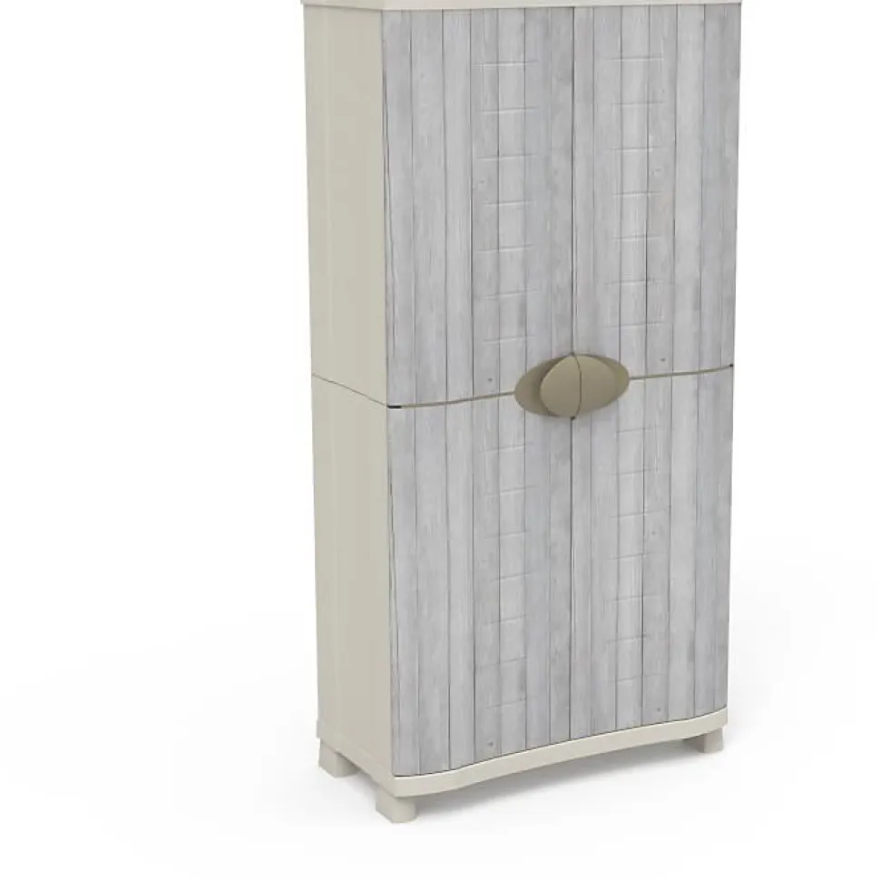 Armoire - PLASTIKEN - Space-saver - 90 cm - 4 étageres - Blanc/gris