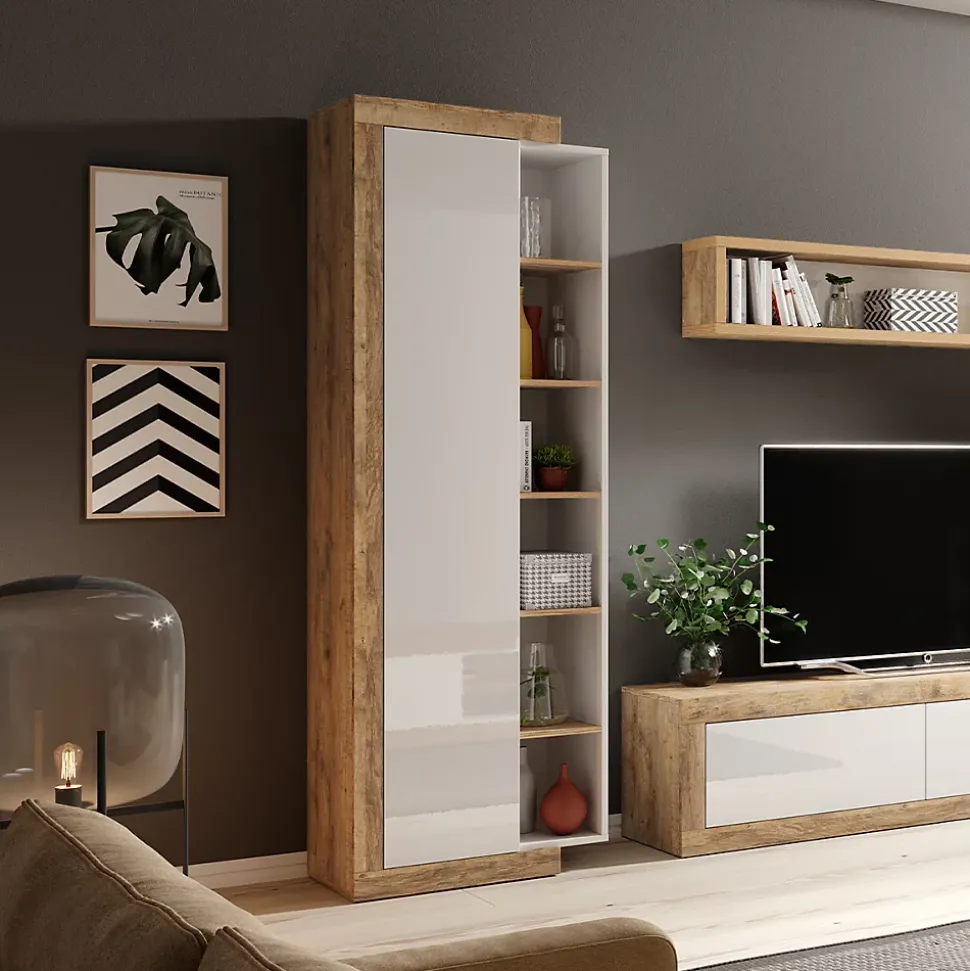 Armoire 1 porte Azior Blanc et Bois