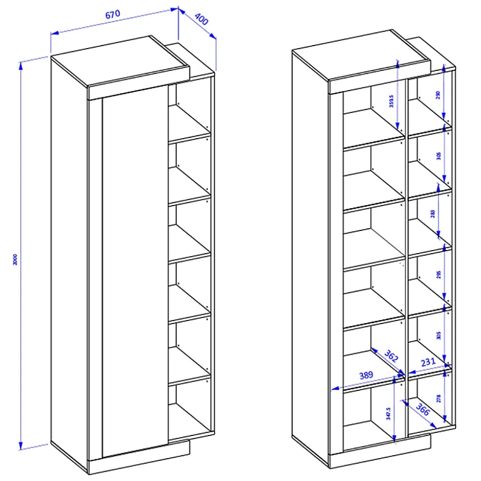 Armoire 1 porte Azior Blanc et Bois