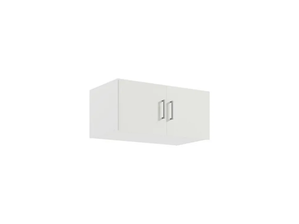 Armoire 2 portes - L92 cm - Blanc + Réhausse - BELOMY