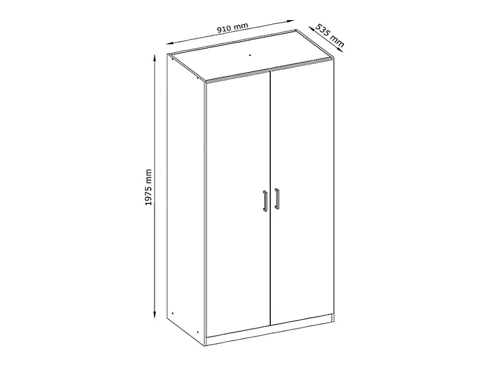 Armoire 2 portes - L92 cm - Blanc + Réhausse - BELOMY
