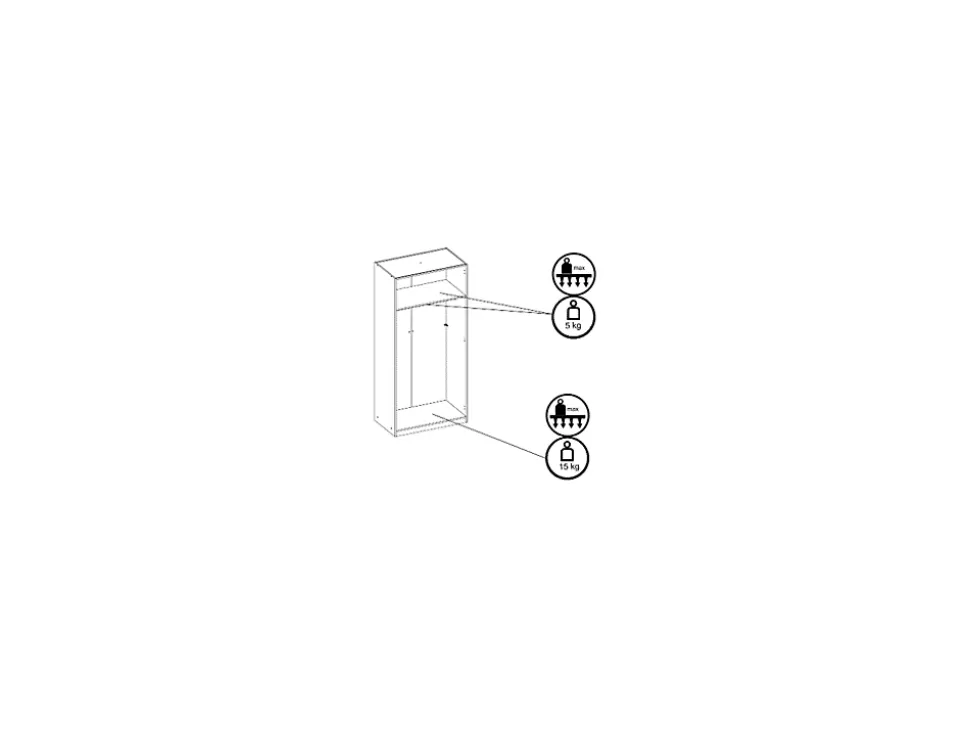 Armoire 2 portes - L92 cm - Blanc + Réhausse - BELOMY