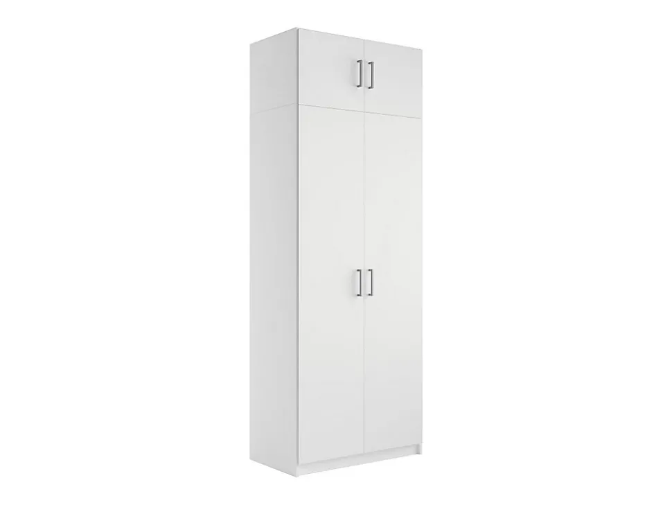 Armoire 2 portes - L92 cm - Blanc + Réhausse - BELOMY