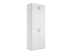 Armoire 2 portes - L92 cm - Blanc + Réhausse - BELOMY