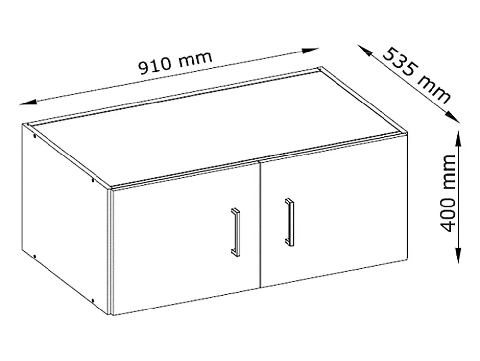 Armoire 2 portes - L92 cm - Blanc + Réhausse - BELOMY