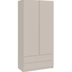 Armoire 2 portes 2 tiroirs 100 cm gris cachemire Bemmi