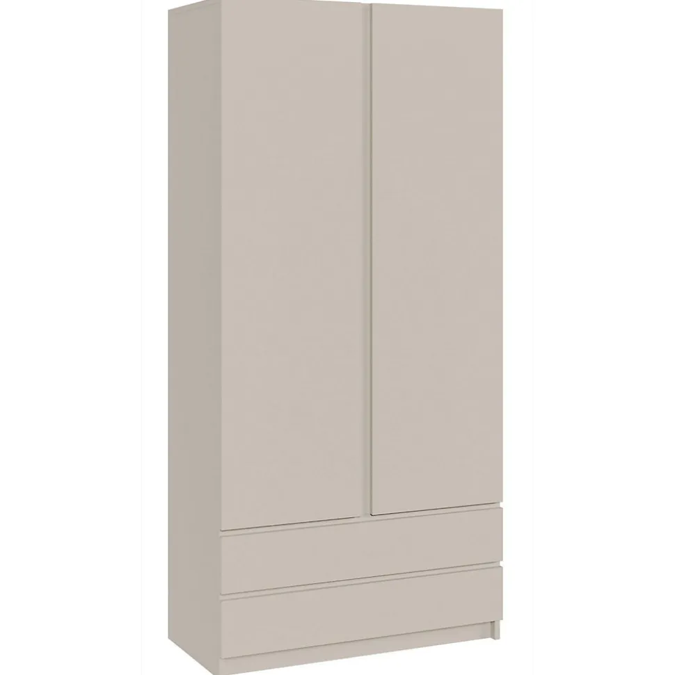Armoire 2 portes 2 tiroirs 100 cm gris cachemire Bemmi
