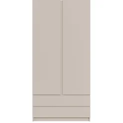 Armoire 2 portes 2 tiroirs 100 cm gris cachemire Bemmi