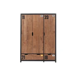 Armoire 3 Portes "Alex" 200cm Marron & Noir