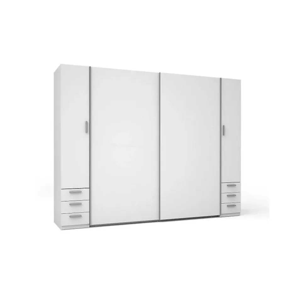 Armoire 4 Portes avec 6 Tiroirs - Blanc - Collection STAR