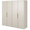 Armoire 4 portes avec 2 tringles et étagères 200 cm FRAME grège