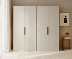 Armoire 4 portes avec 2 tringle et tiroirs 200 cm FRAME grège