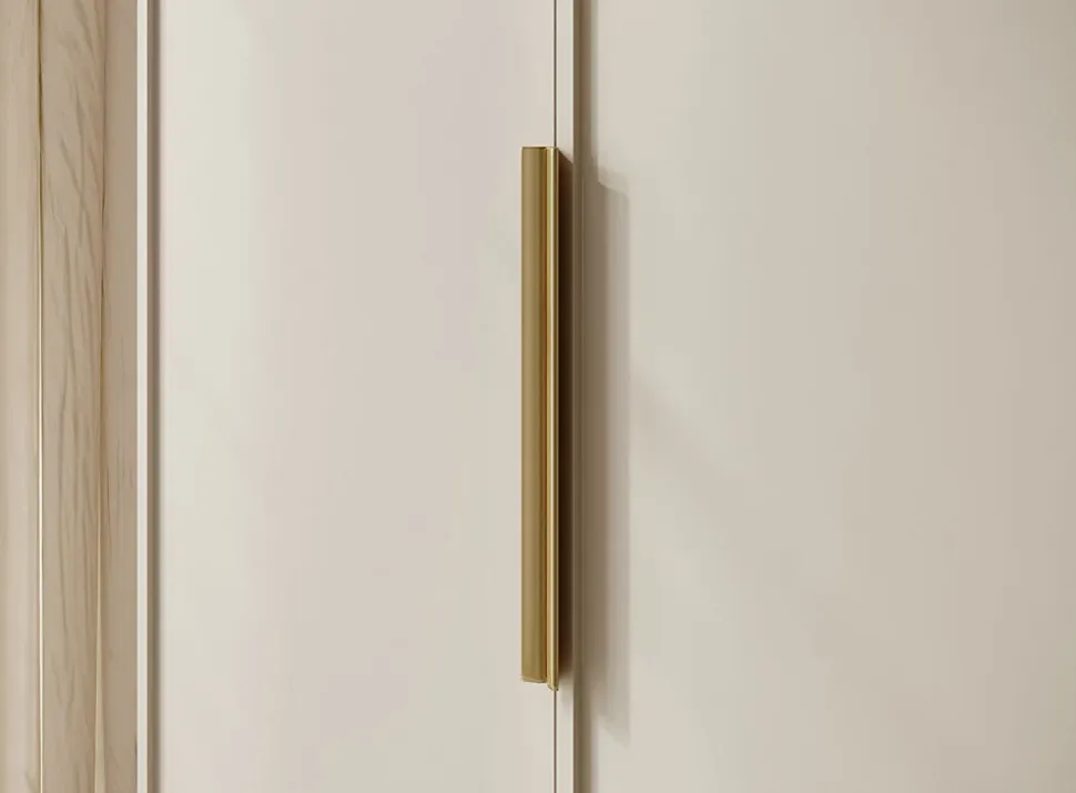 Armoire 4 portes avec 2 tringle et tiroirs 200 cm FRAME grège