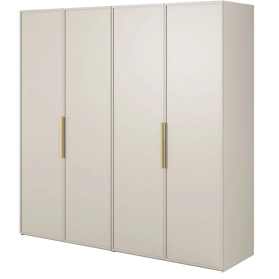 Armoire 4 portes avec 2 tringle et tiroirs 200 cm FRAME grège