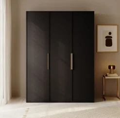 Armoire 3 portes avec deux tringles 150 cm FRAME noir