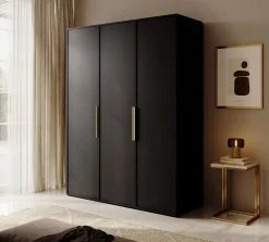 Armoire 3 portes avec deux tringles 150 cm FRAME noir