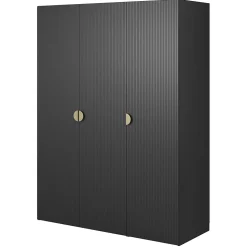 Armoire 3 portes avec deux tringles 150 cm FRAME noir